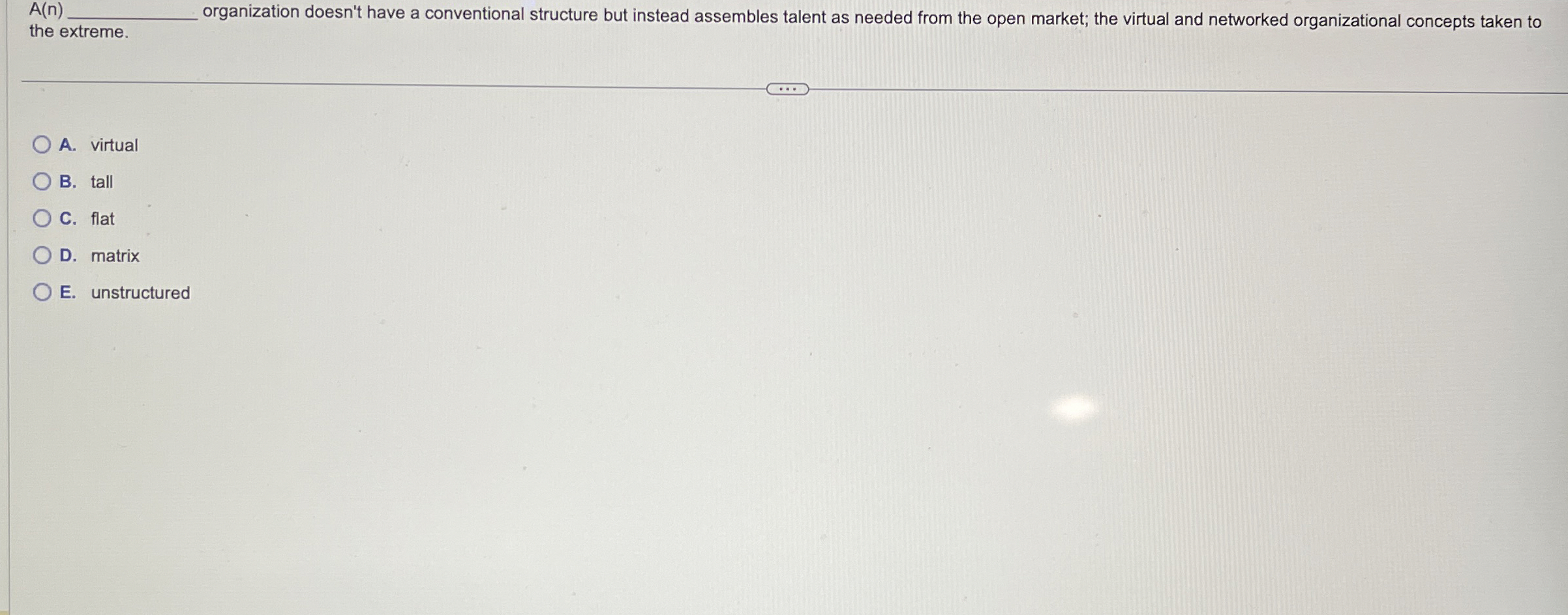  organization doesn't have a conventional structure but instead assembles talent as