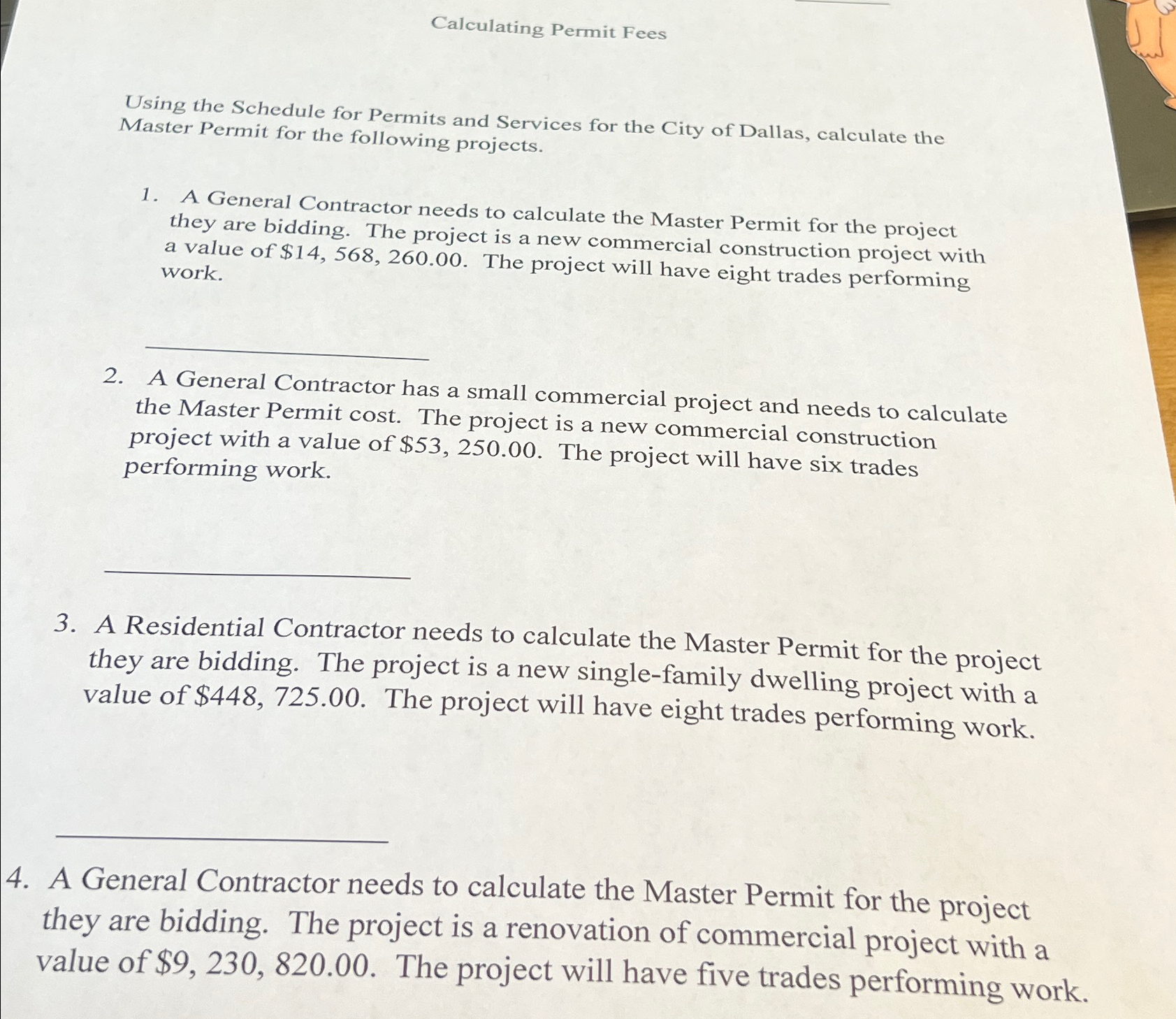  Calculating Permit Fees Using the Schedule for Permits and Services for