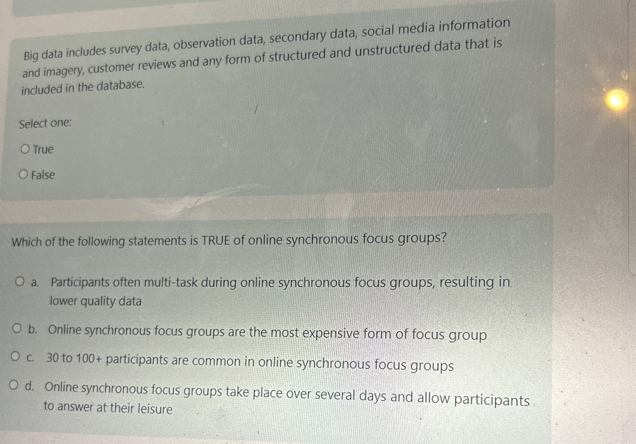  Big data includes survey data, observation data, secondary data, social media