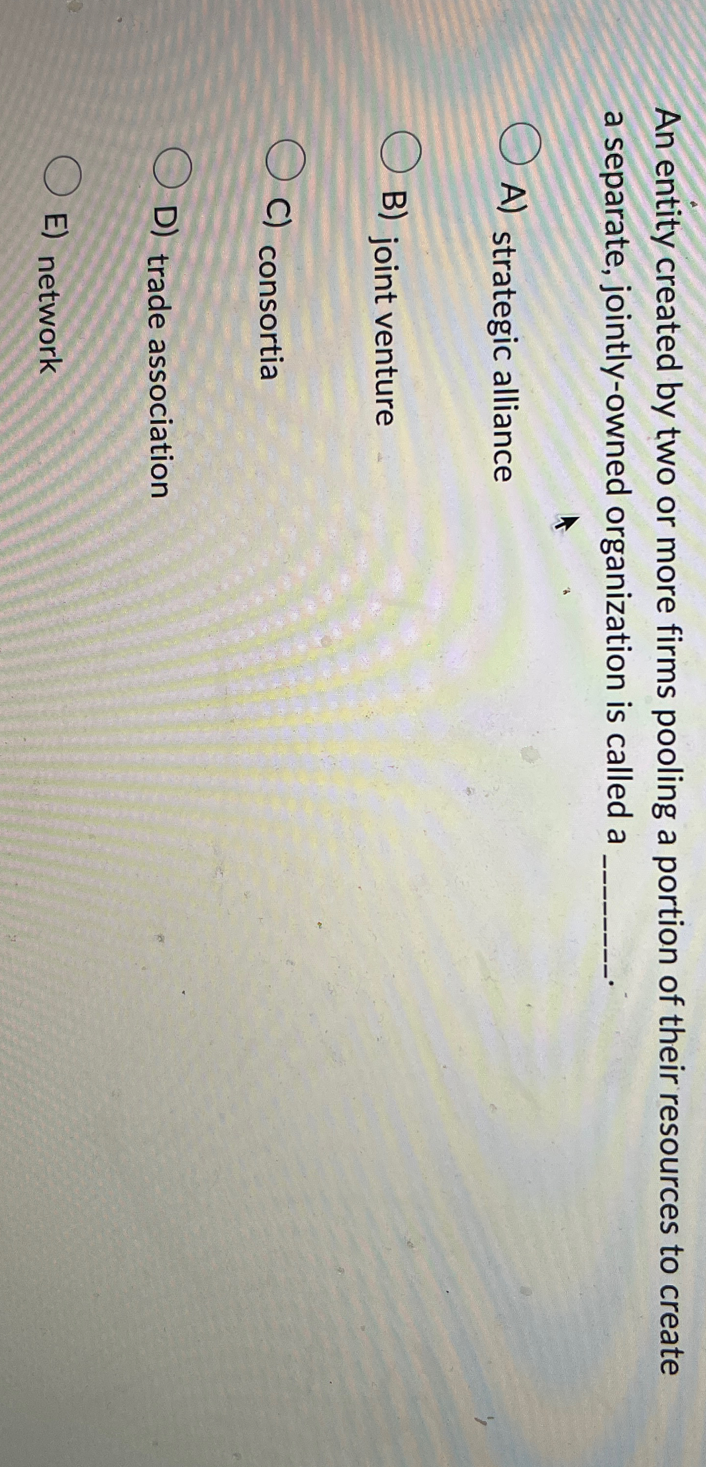  An entity created by two or more firms pooling a portion