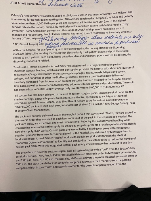  Objectives identify elements of Just-In-Time (JIT) and lean operations apply the