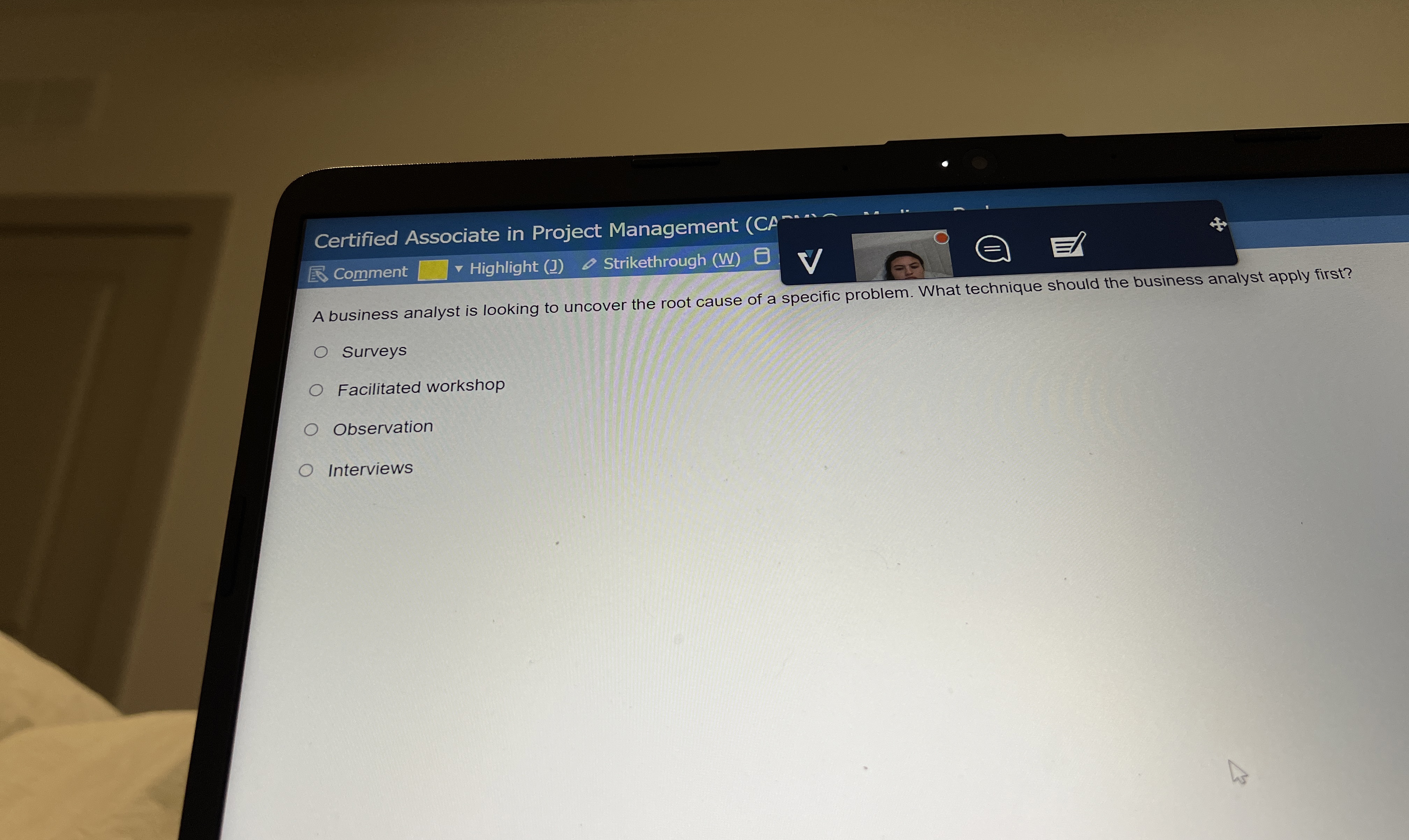  Certified Associate in Project Management (CA) Comment > Highlight (J) Strikethrough