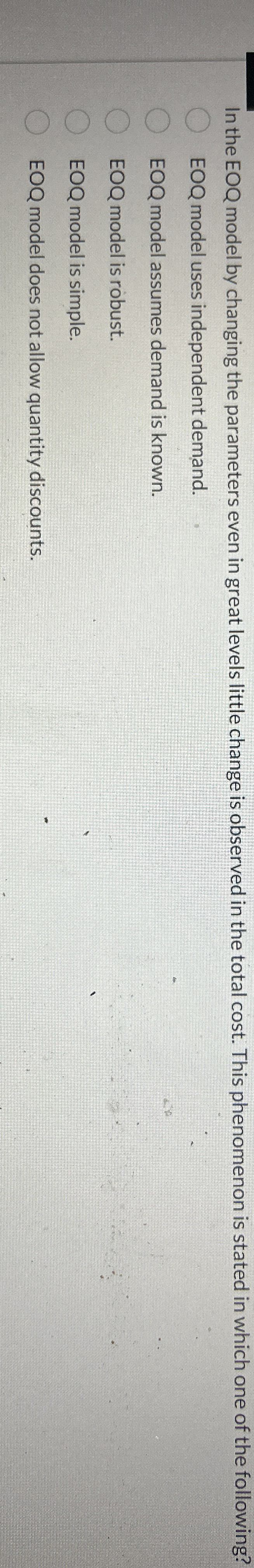  In the EOQ model by changing the parameters even in great