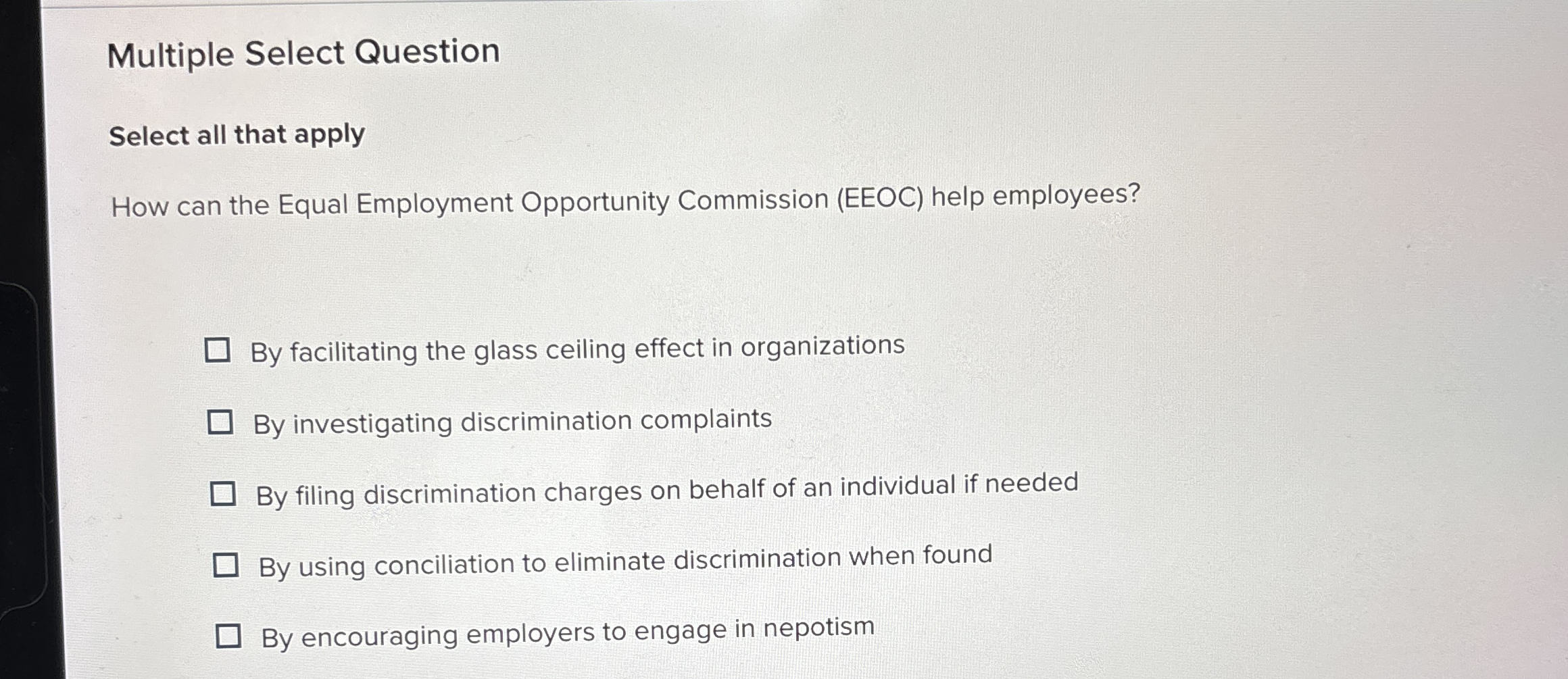  Multiple Select Question Select all that apply How can the Equal