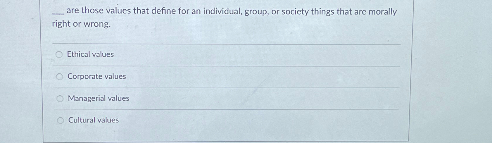  q, are those values that define for an individual, group, or