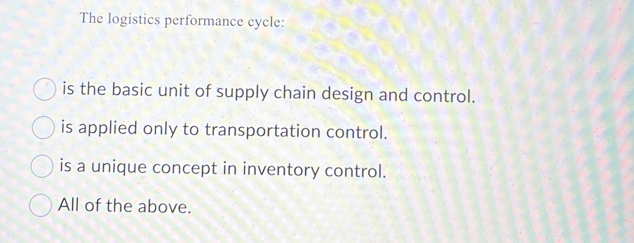  The logistics performance cycle: is the basic unit of supply chain