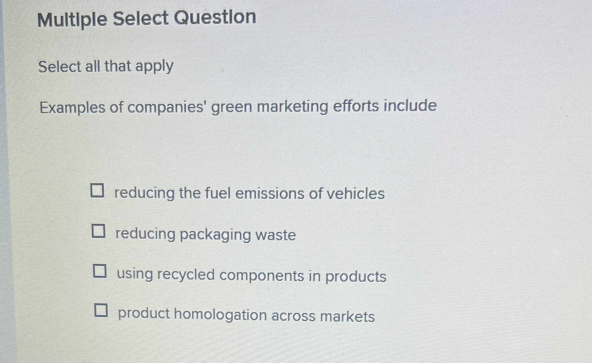  Multiple Select Question Select all that apply Identify the utilities or