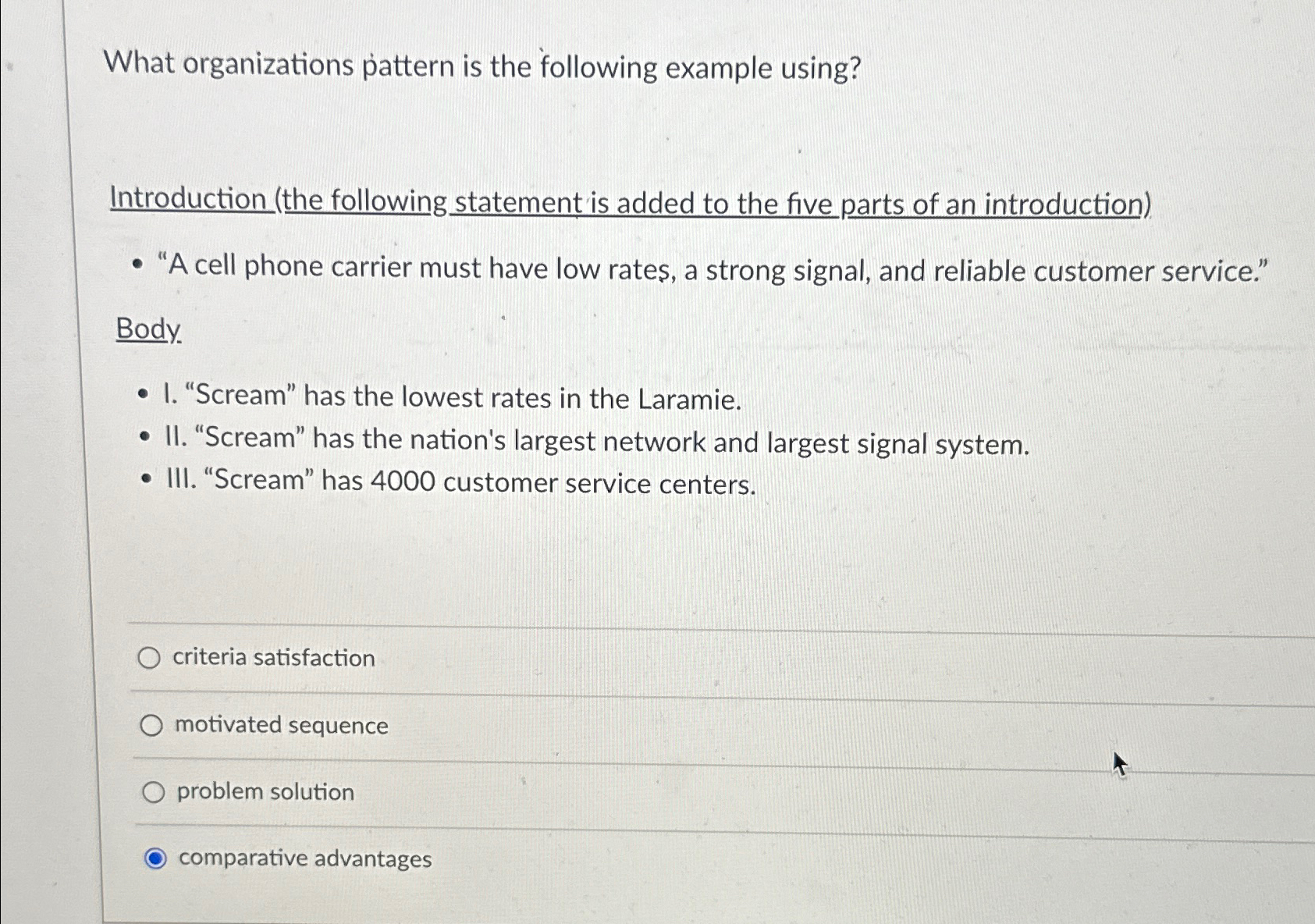  What organizations pattern is the following example using? Introduction (the following