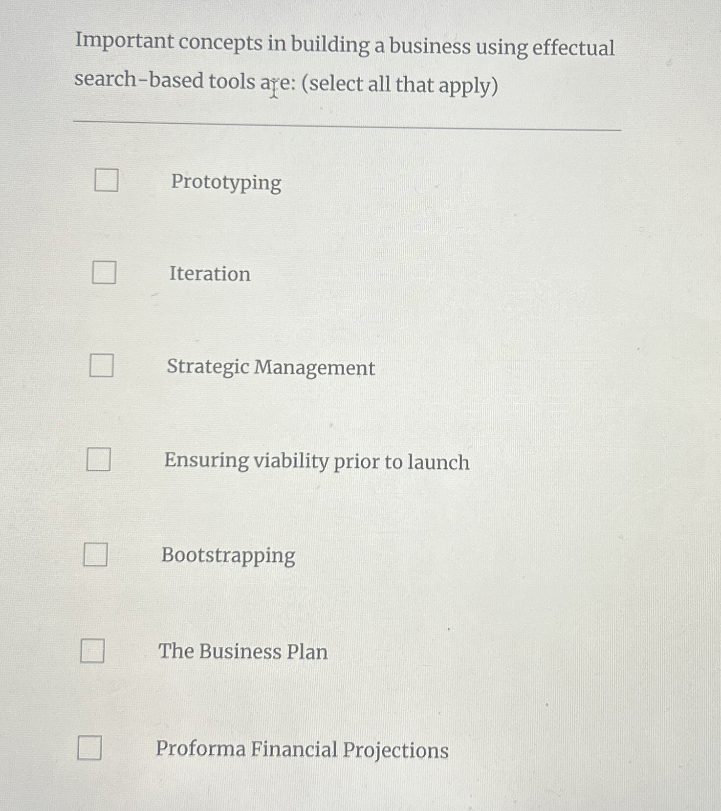  Important concepts in building a business using effectual search-based tools afe: