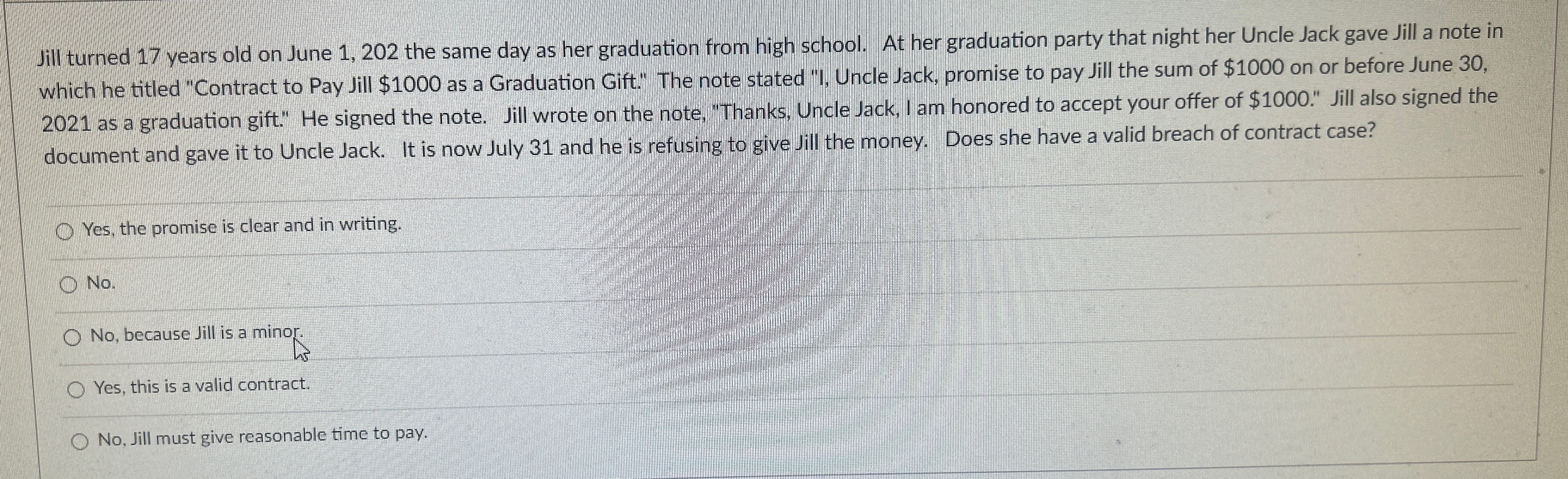  Jill turned 17 years old on June 1,202 the same day