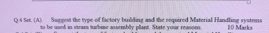  Q.4 Set. (A) Suggest the type of factory building and the