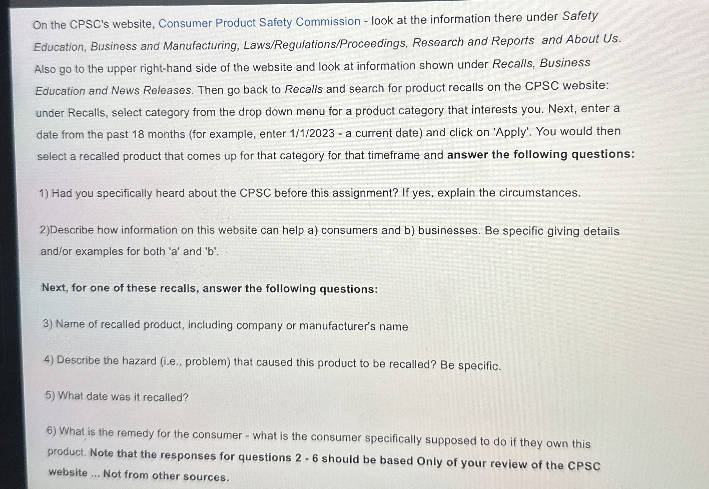  On the CPSC's website, Consumer Product Safety Commission - look at