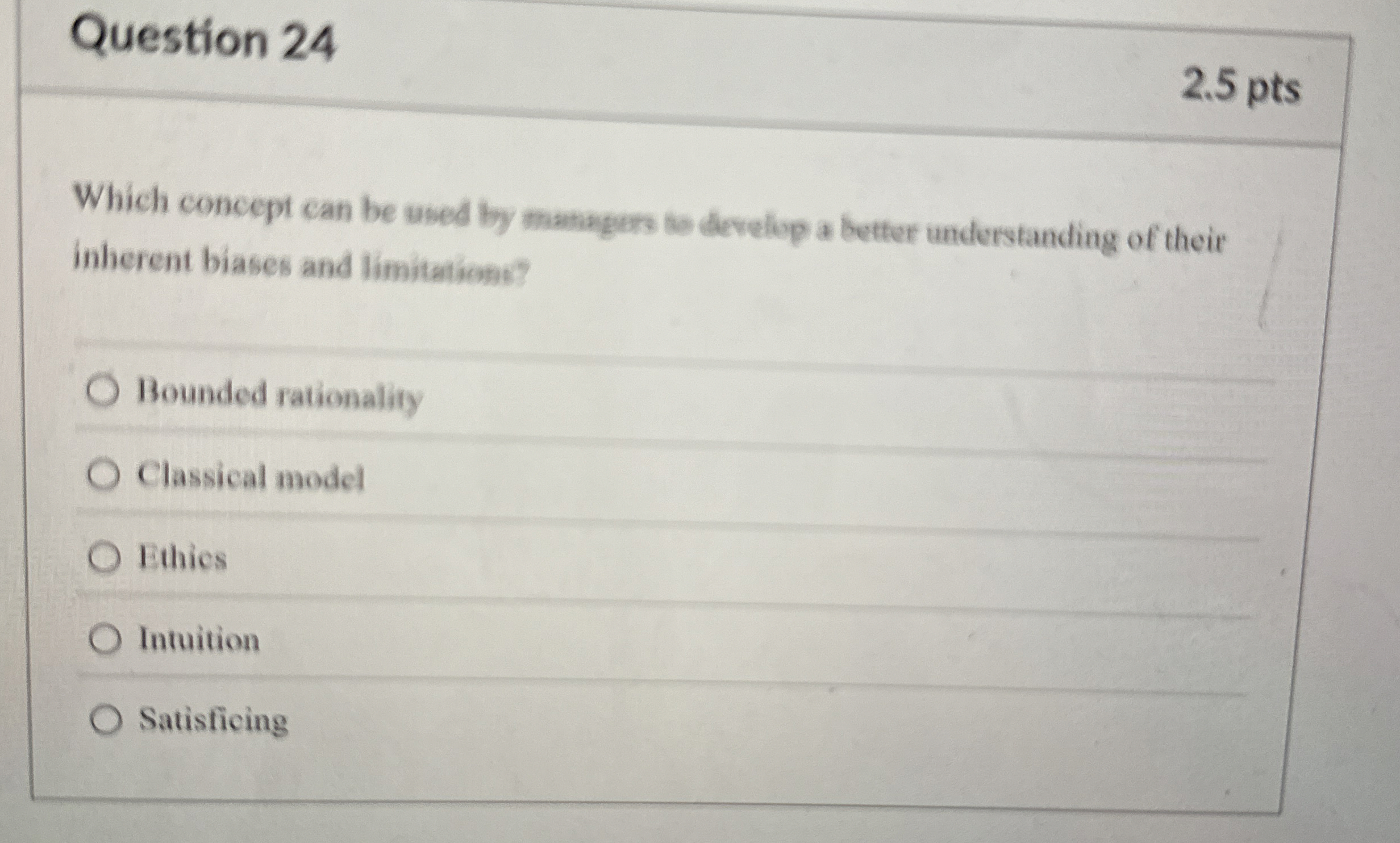  Question 24 Which concept can be used by matugers lo develop