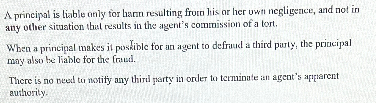  A principal is liable only for harm resulting from his or
