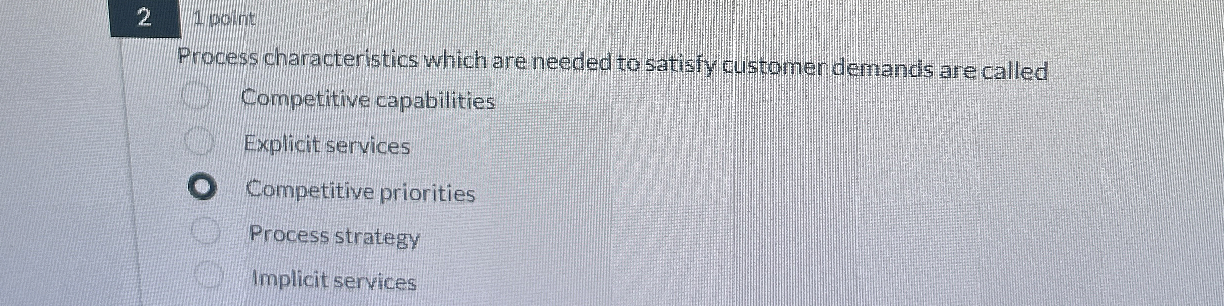  21 point Process characteristics which are needed to satisfy customer demands