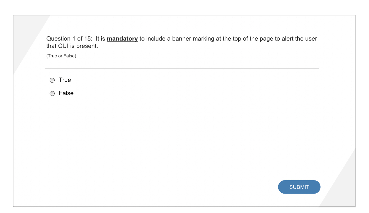  It is mandatory to include a banner marking at the top