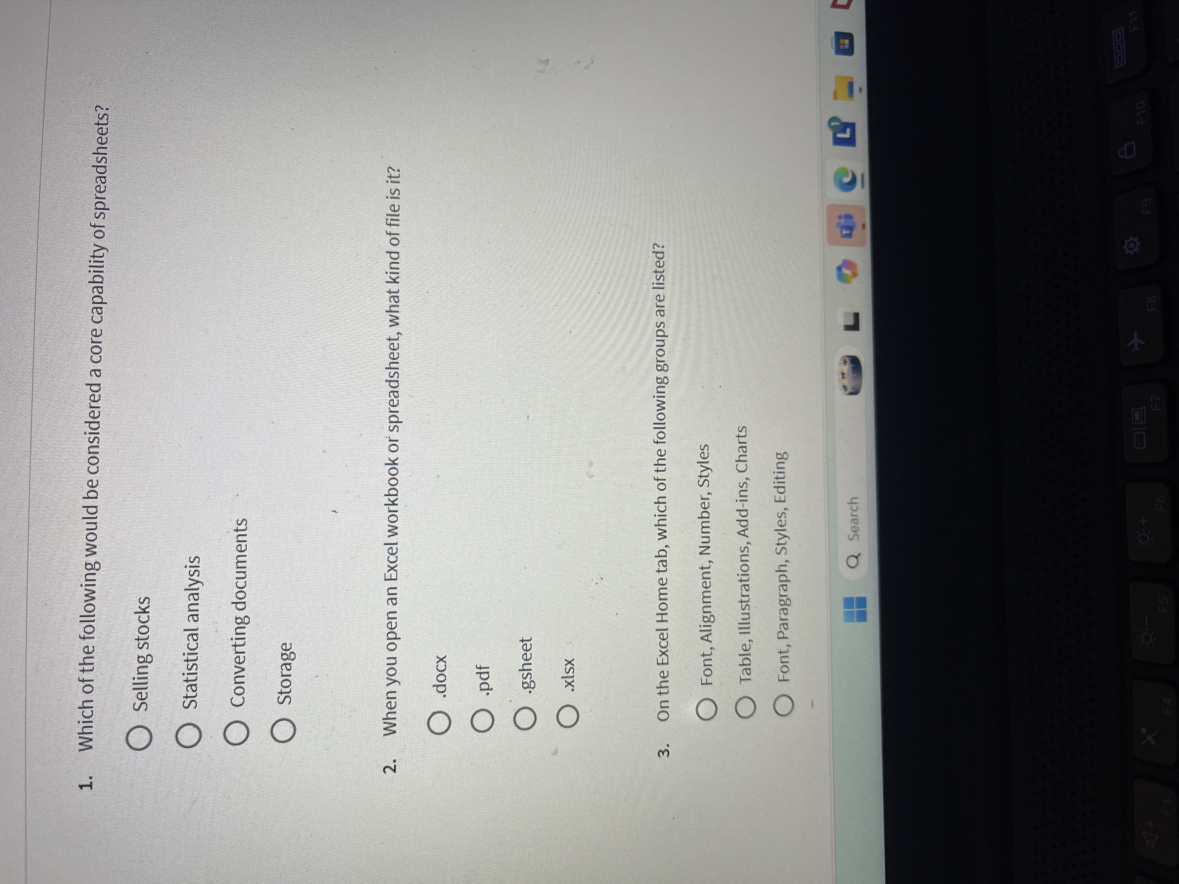  What would be considered a core capability of spreadsheet? 