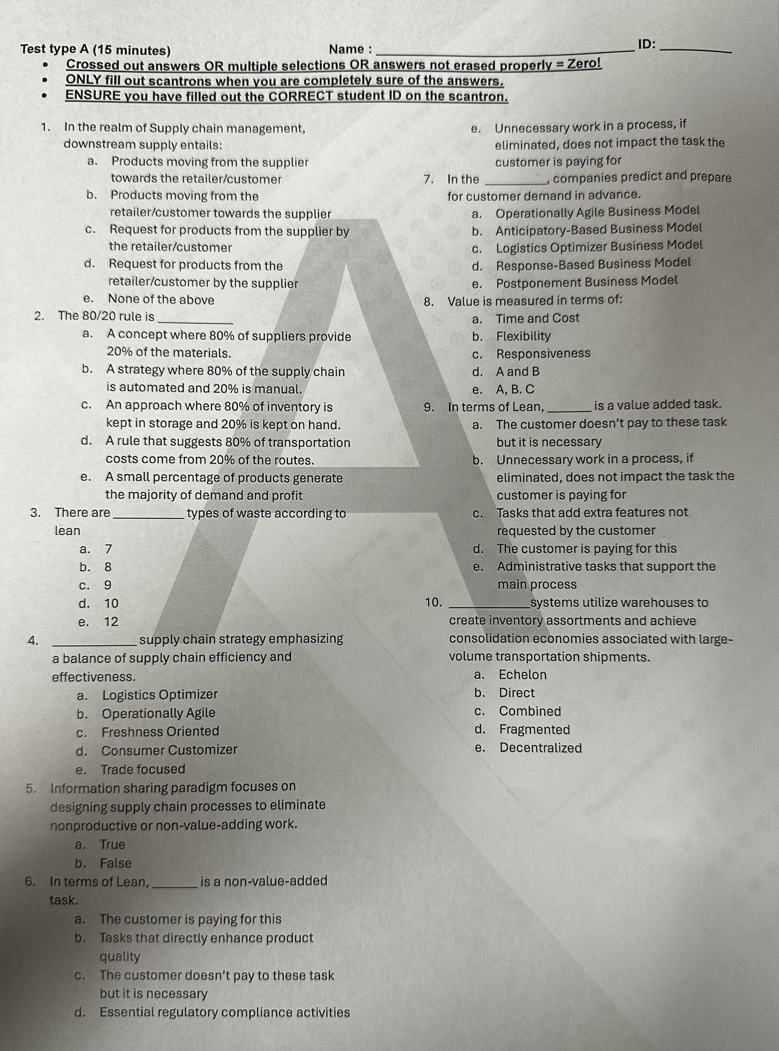  The 80/20 rule is _a. A concept where 80% of suppliers