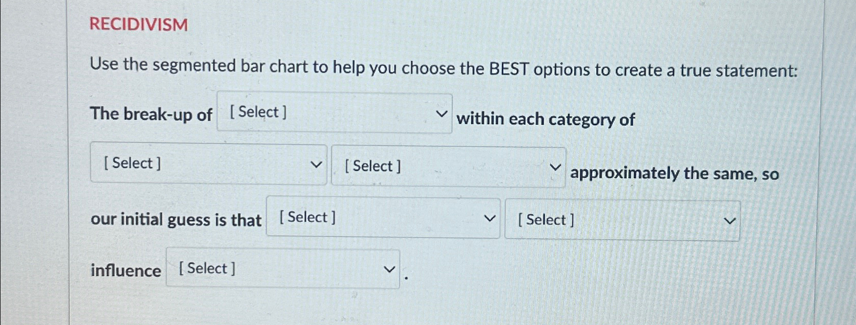  RECIDIVISM Use the segmented bar chart to help you choose the