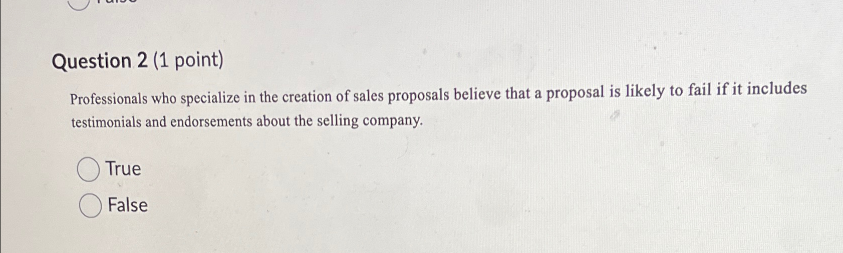  Question 2(1 point) Professionals who specialize in the creation of sales