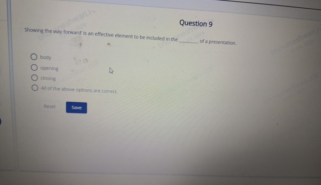  Question 9 Showing the way forward' is an effective element to