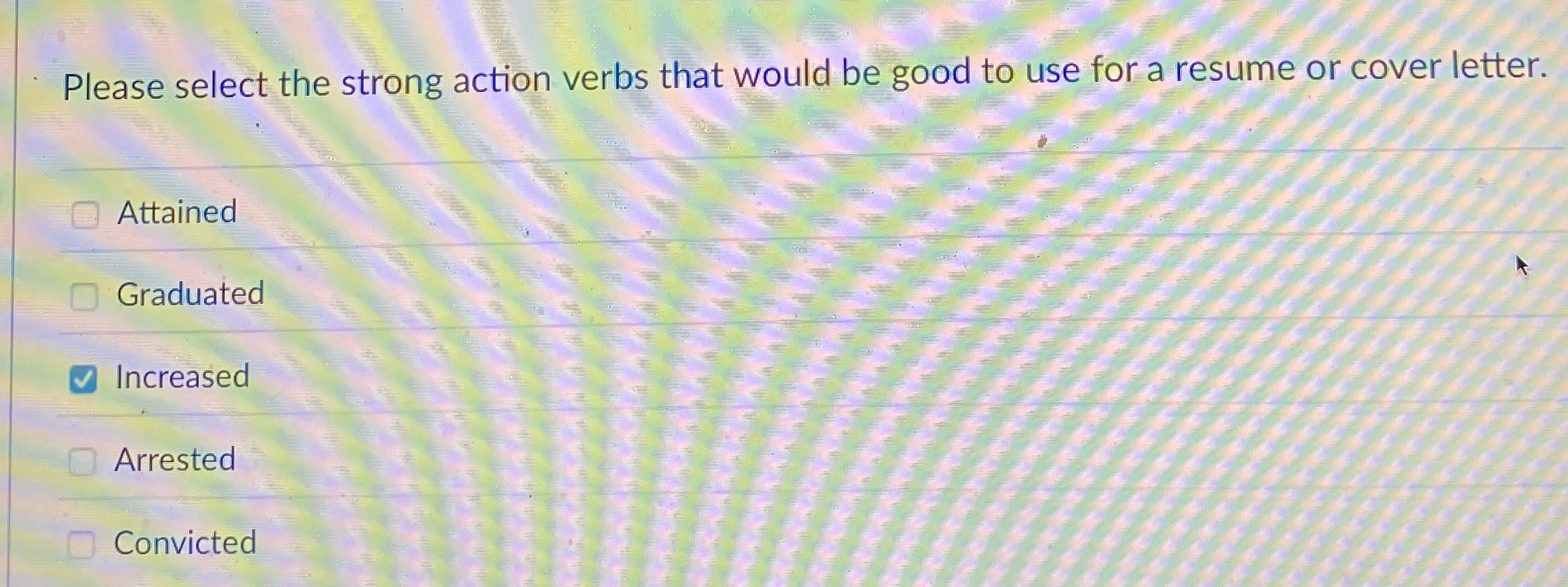  Please select the strong action verbs that would be good to