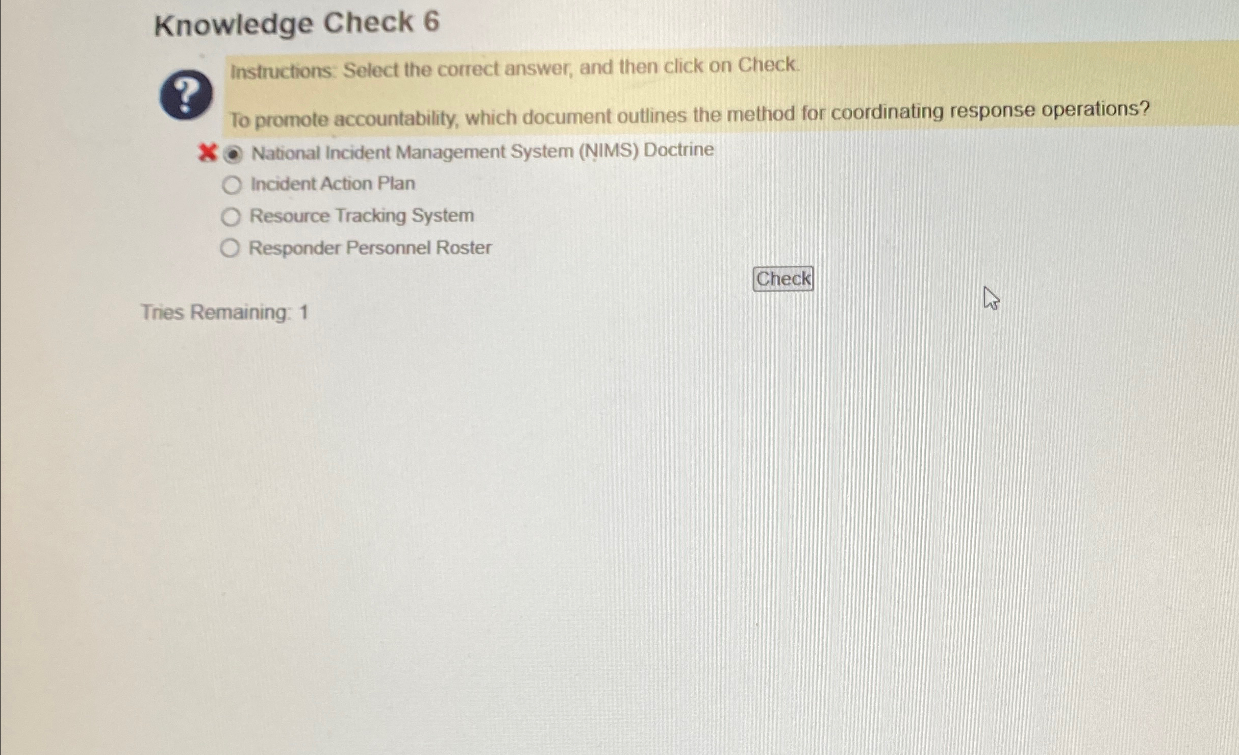  Knowledge Check 6 ? Instuctions: Select the correct answer, and then