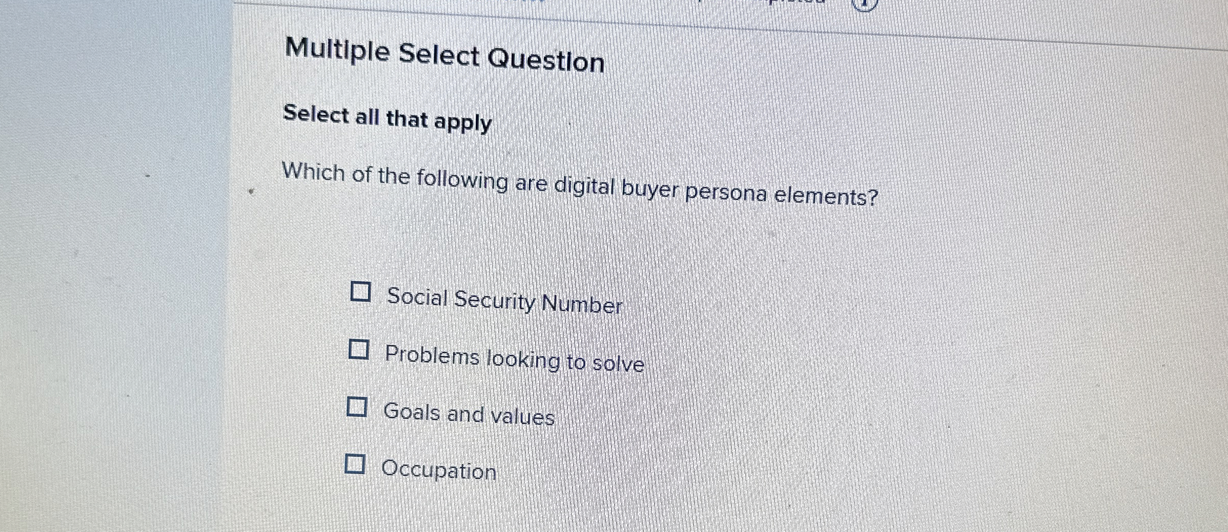  Multiple Select Question Select all that apply Which of the following