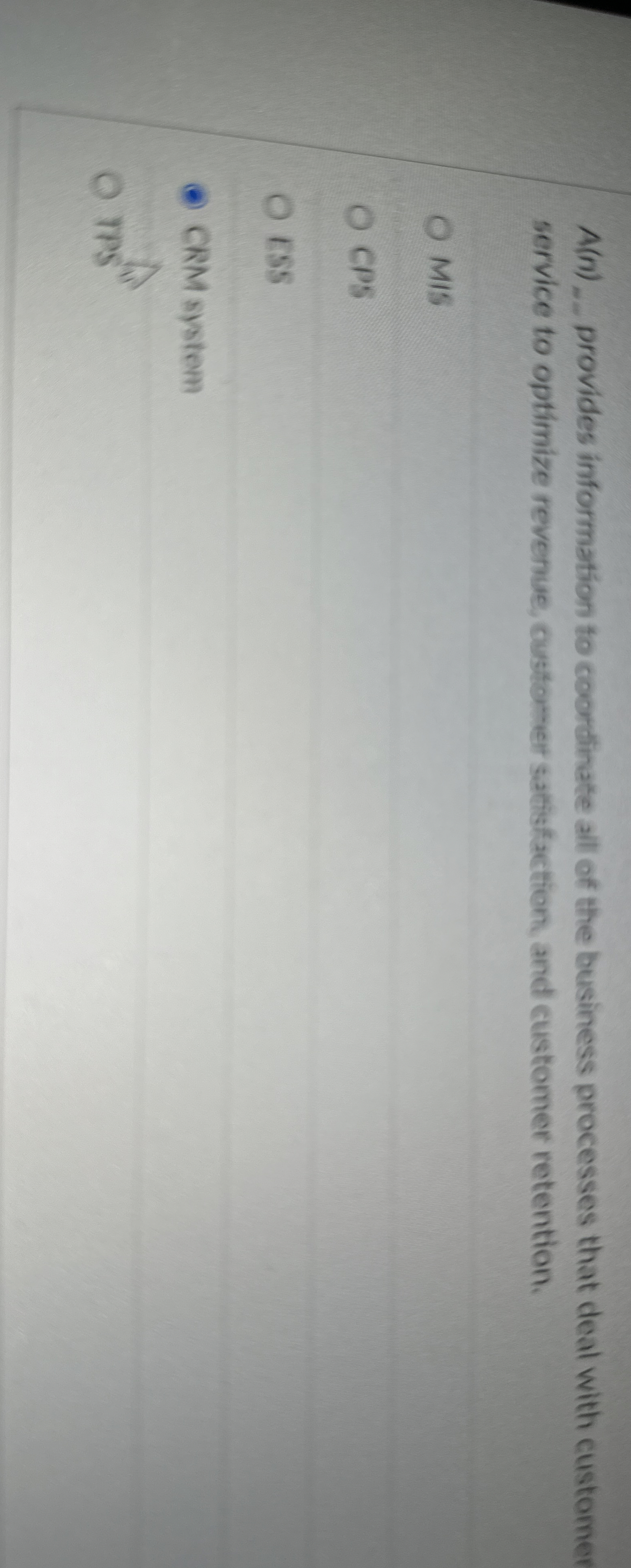  A(n)_. provides information to coordinate all of the business processes that