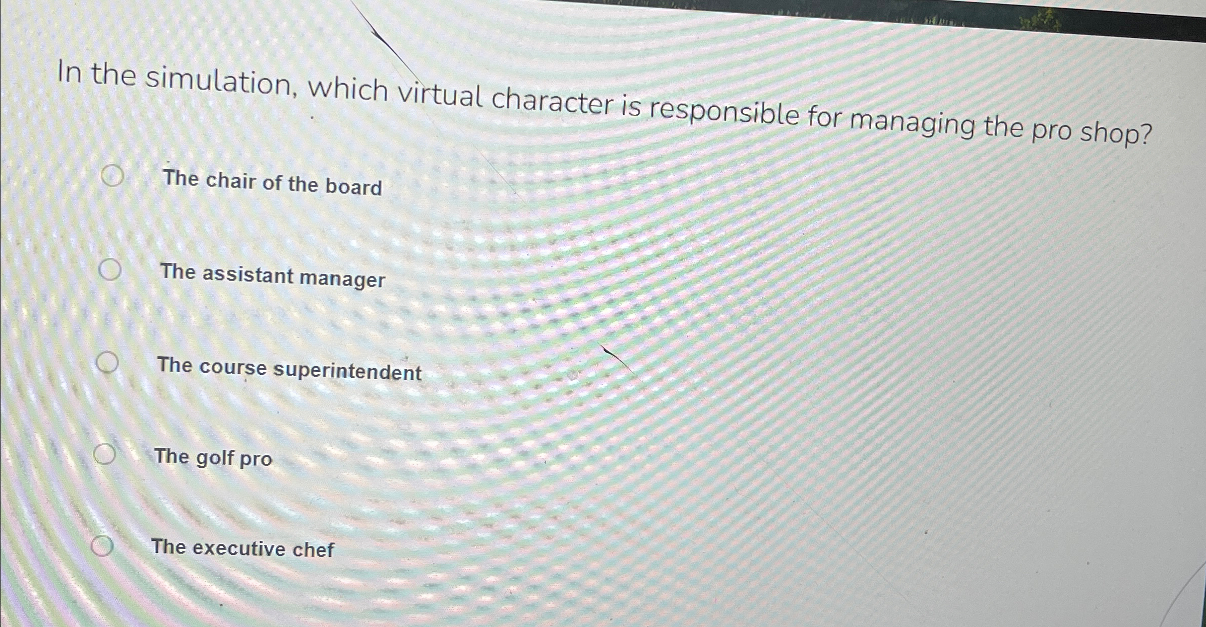  In the simulation, which virtual character is responsible for managing the