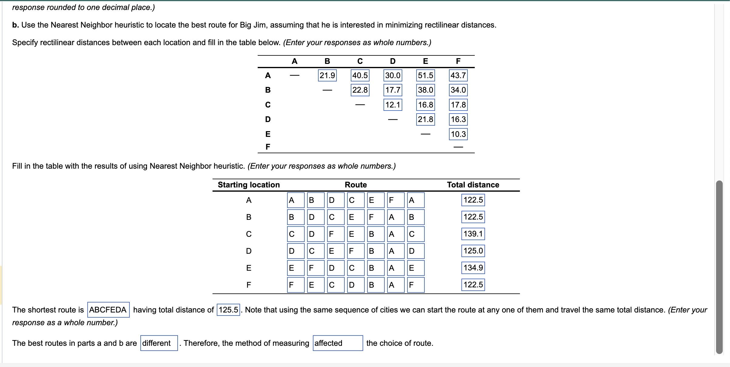  response rounded to one decimal place.) b. Use the Nearest Neighbor