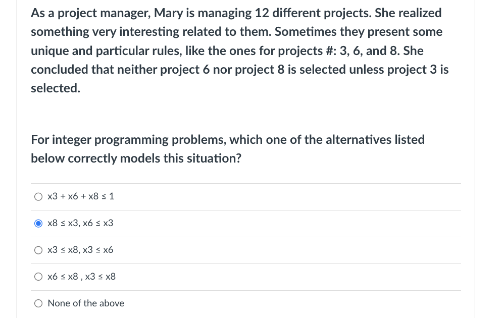  As a project manager, Mary is managing 12 different projects. She