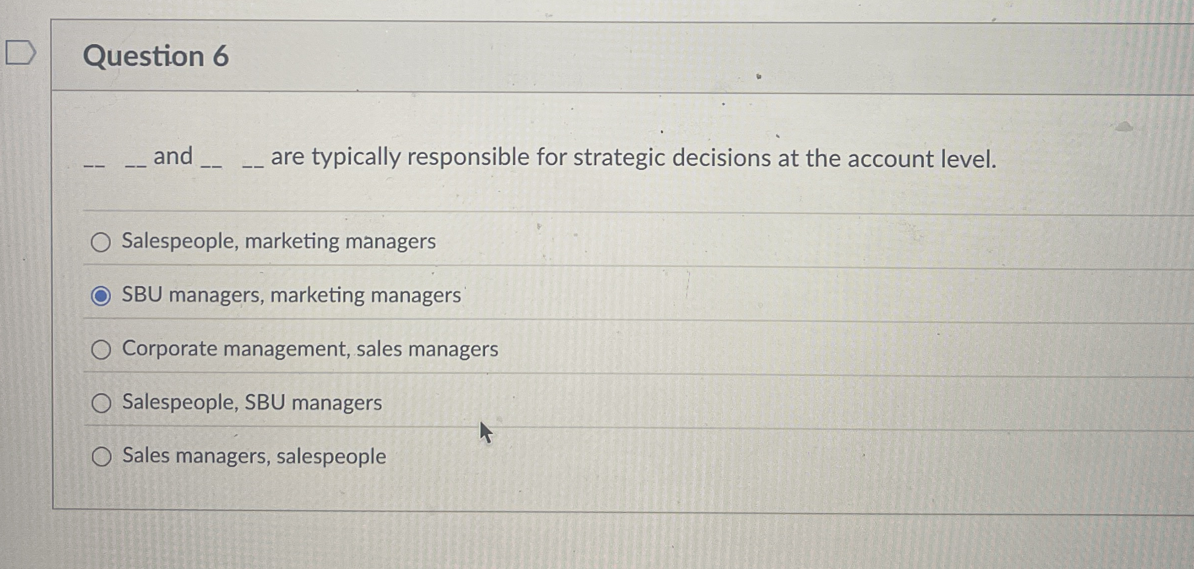  Question 6 q, and q, are typically responsible for strategic decisions