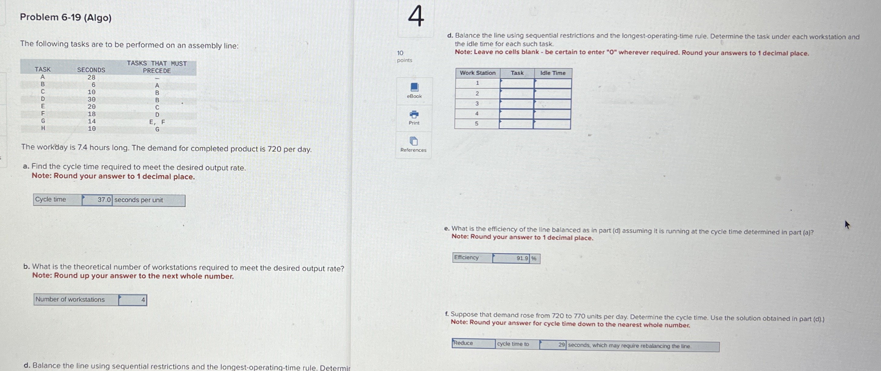  Problem 6-19(Algo) The following tasks are to be performed on an