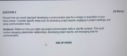  QUESTION 5 (20) Marks) Discuss how you would approach deveiloping a