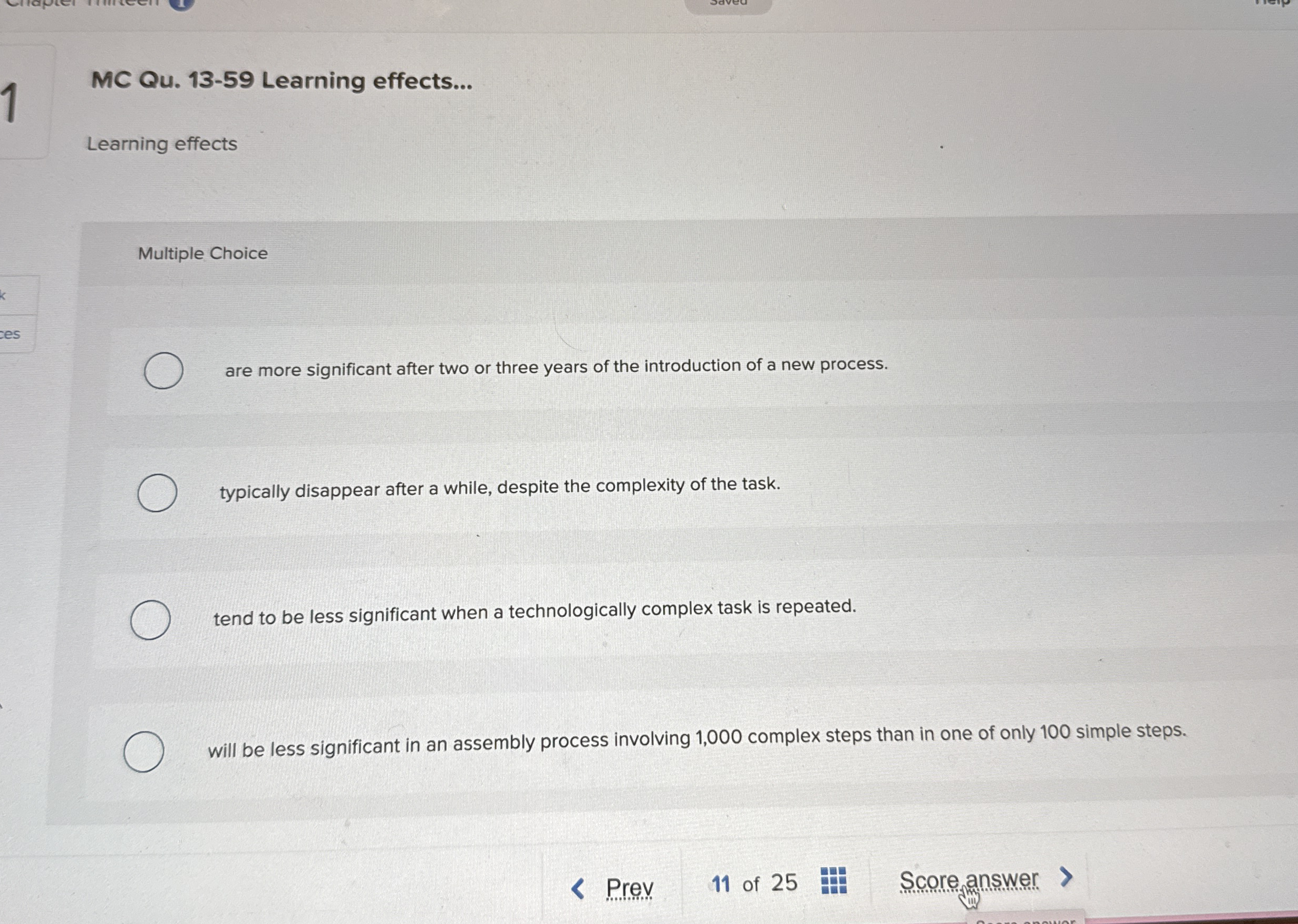  MC Qu.13-59 Learning effects... Learning effects Multiple Choice are more significant