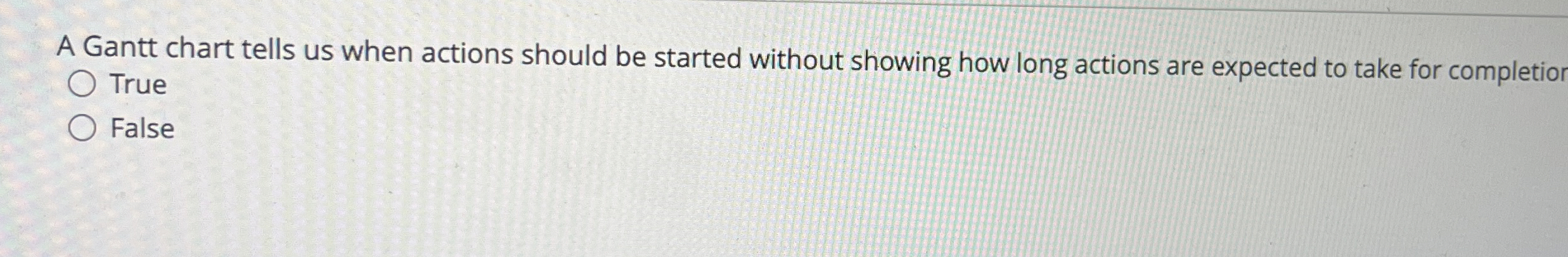  A Gantt chart tells us when actions should be started without