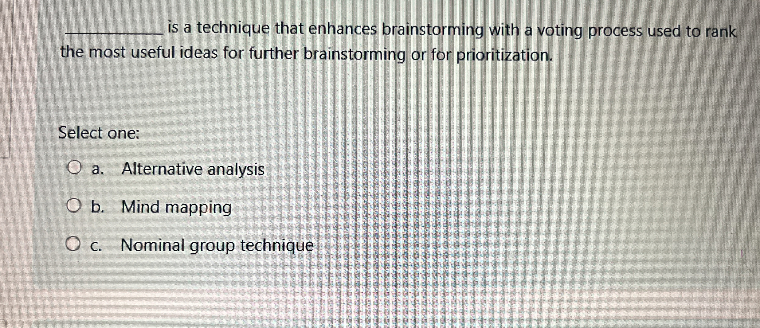  q, is a technique that enhances brainstorming with a voting process
