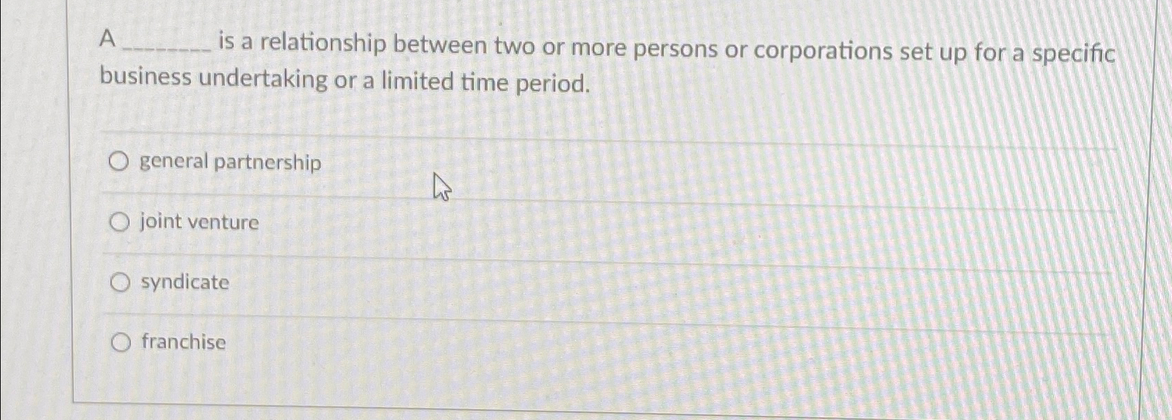  A is a relationship between two or more persons or corporations