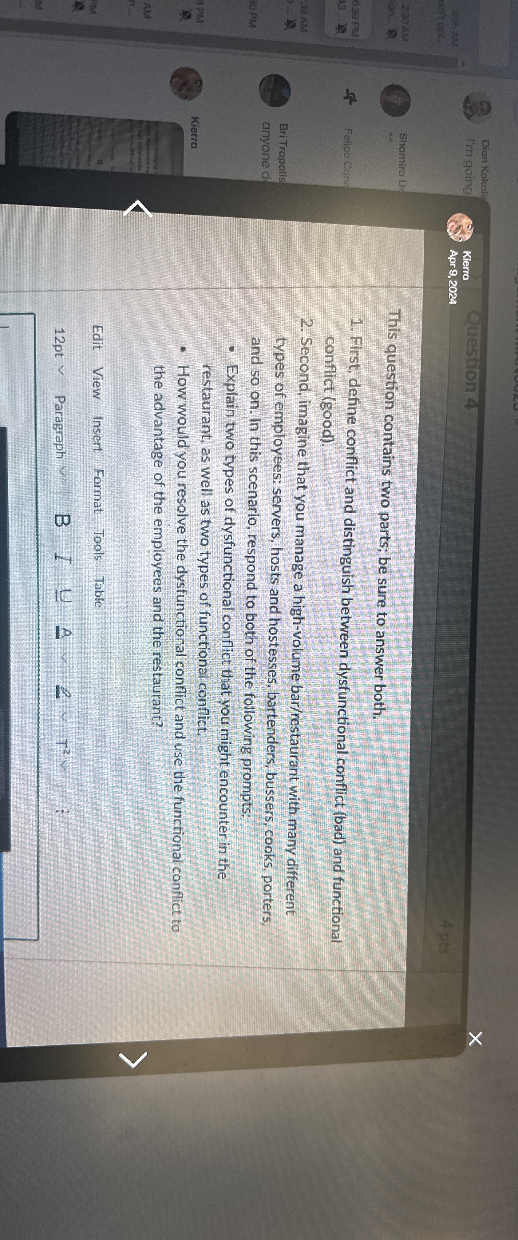  Kierro Question 4 Apr 9,2024 This question contains two parts; be