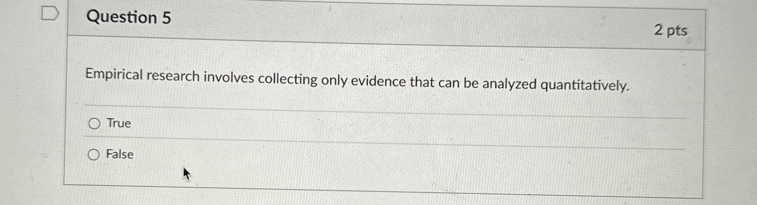  Question 5 Empirical research involves collecting only evidence that can be