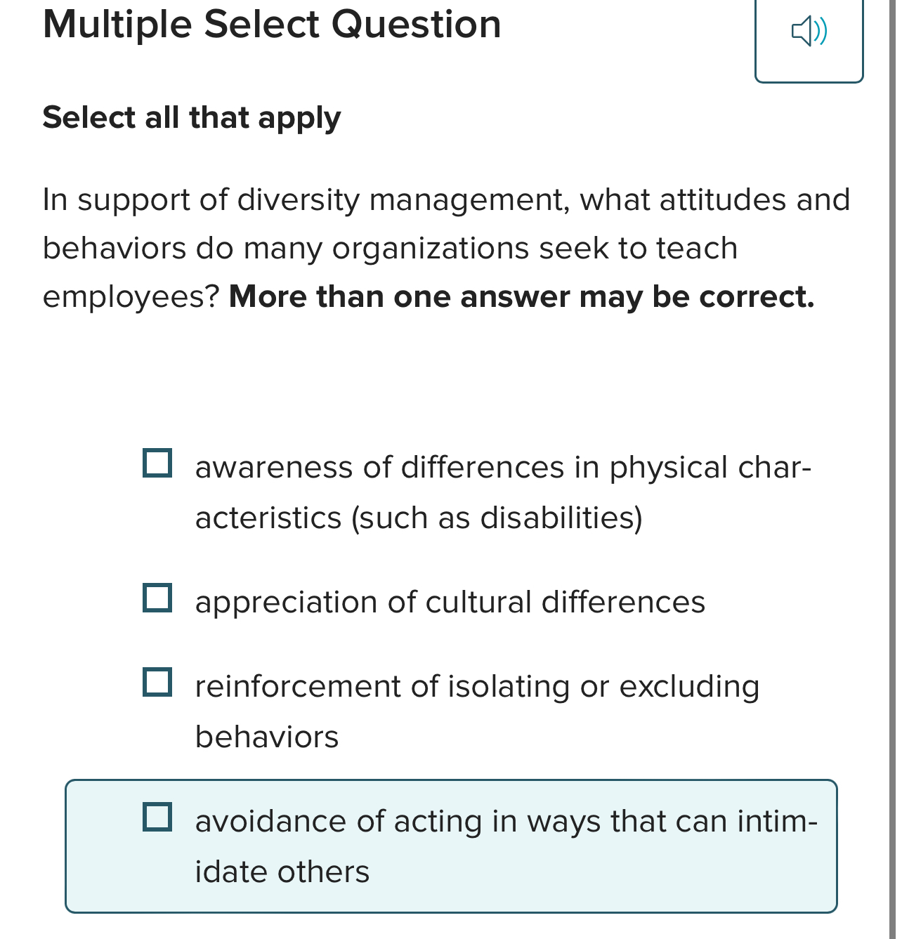  Multiple Select Question Select all that apply In support of diversity