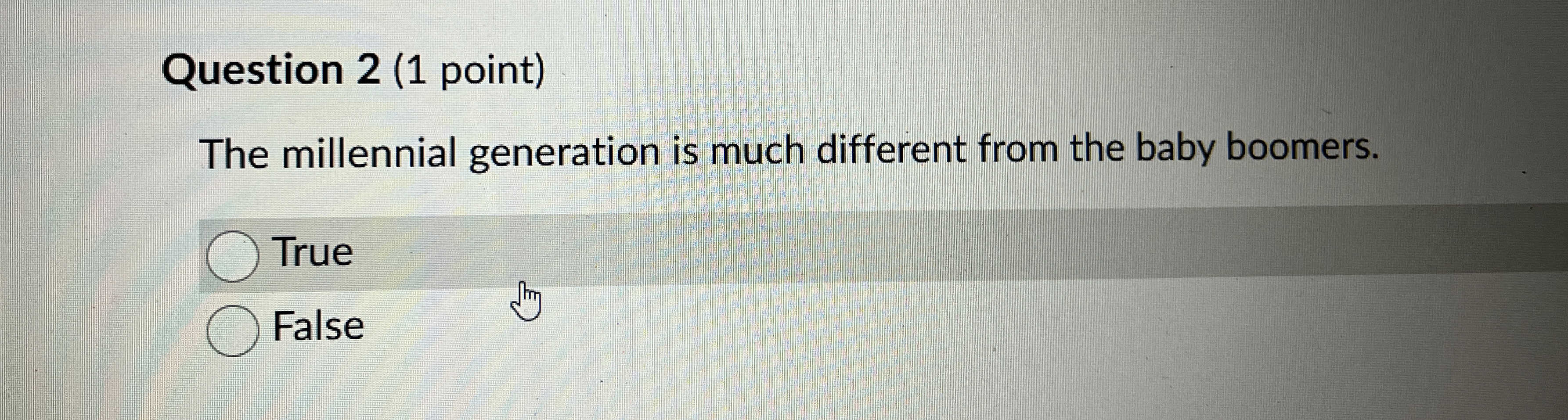  Question 2(1 point) The millennial generation is much different from the