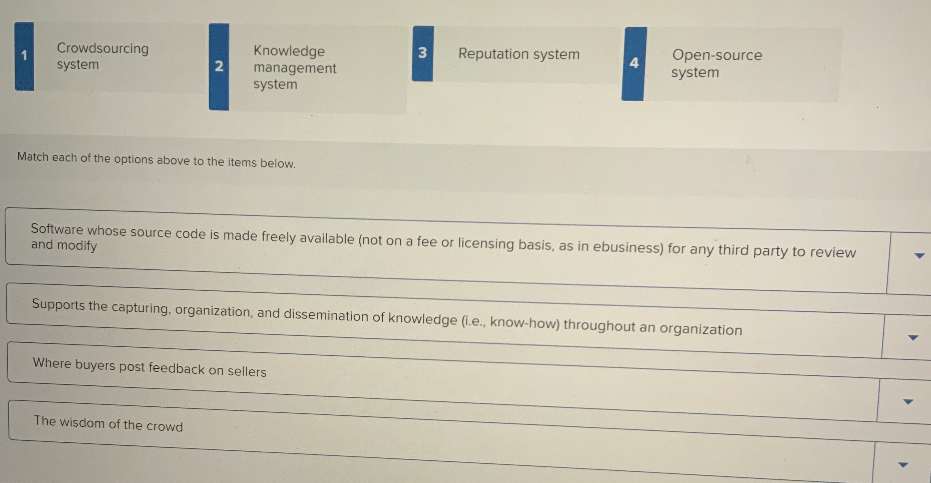  1 Crowdsourcing Knowledge system 2 3 Reputation system Open-source system Match