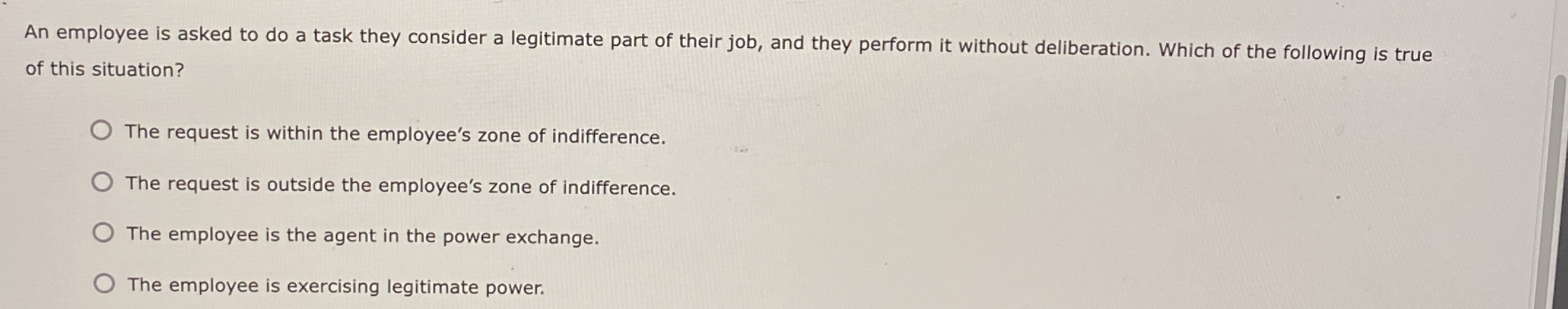  An employee is asked to do a task they consider a