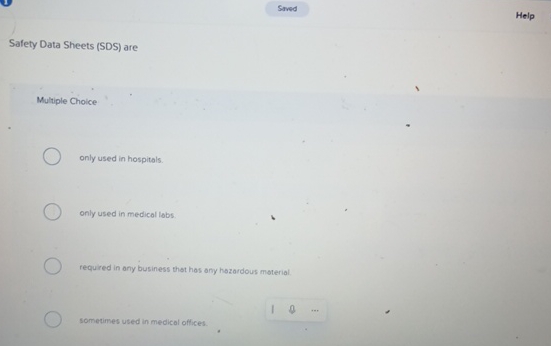  Sered Help Safety Data Sheets (SDS) are Multiple Choice only used
