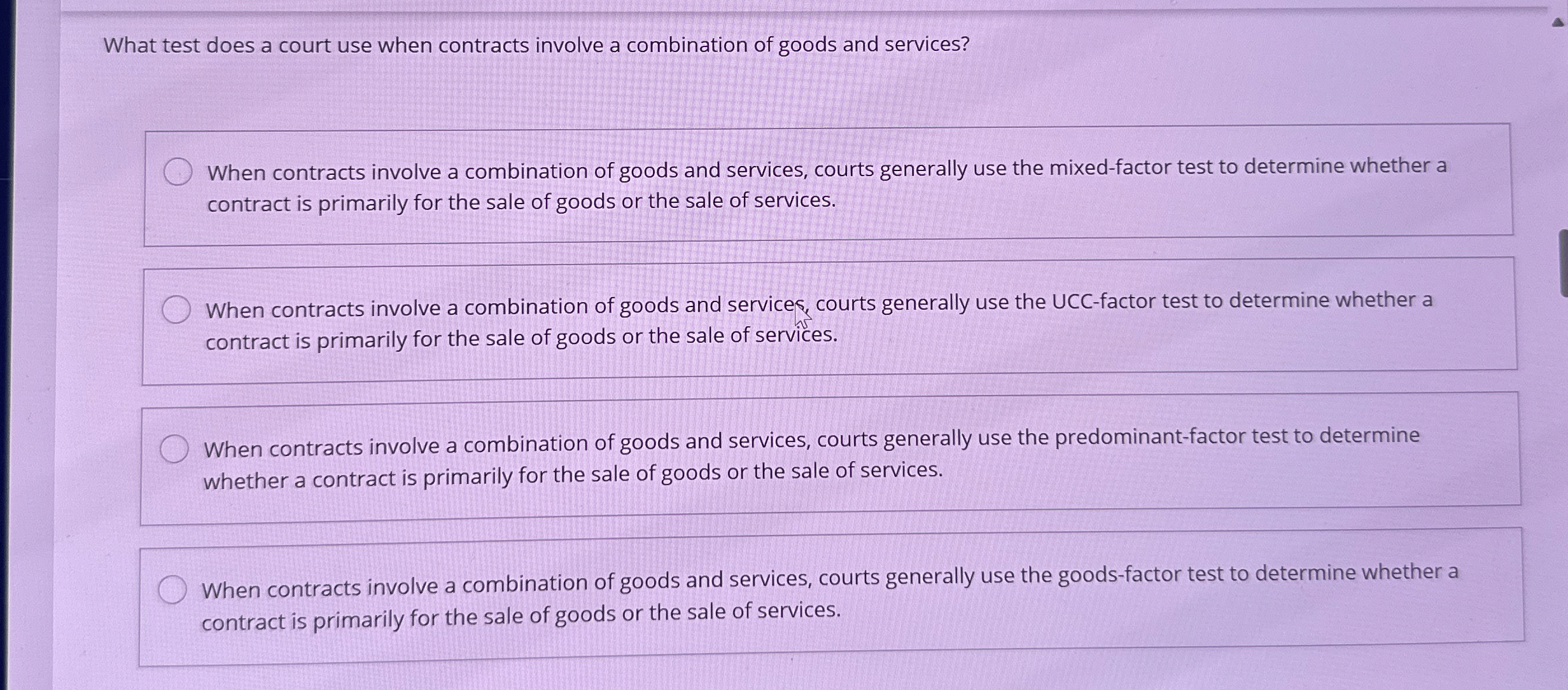  What test does a court use when contracts involve a combination
