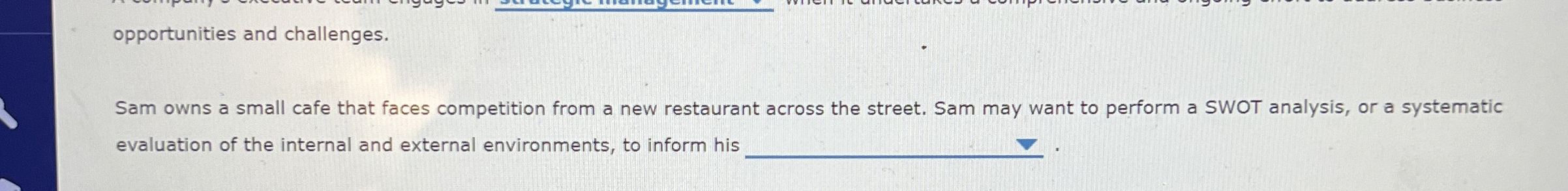  Sam owns a small cafe that faces competition from a new