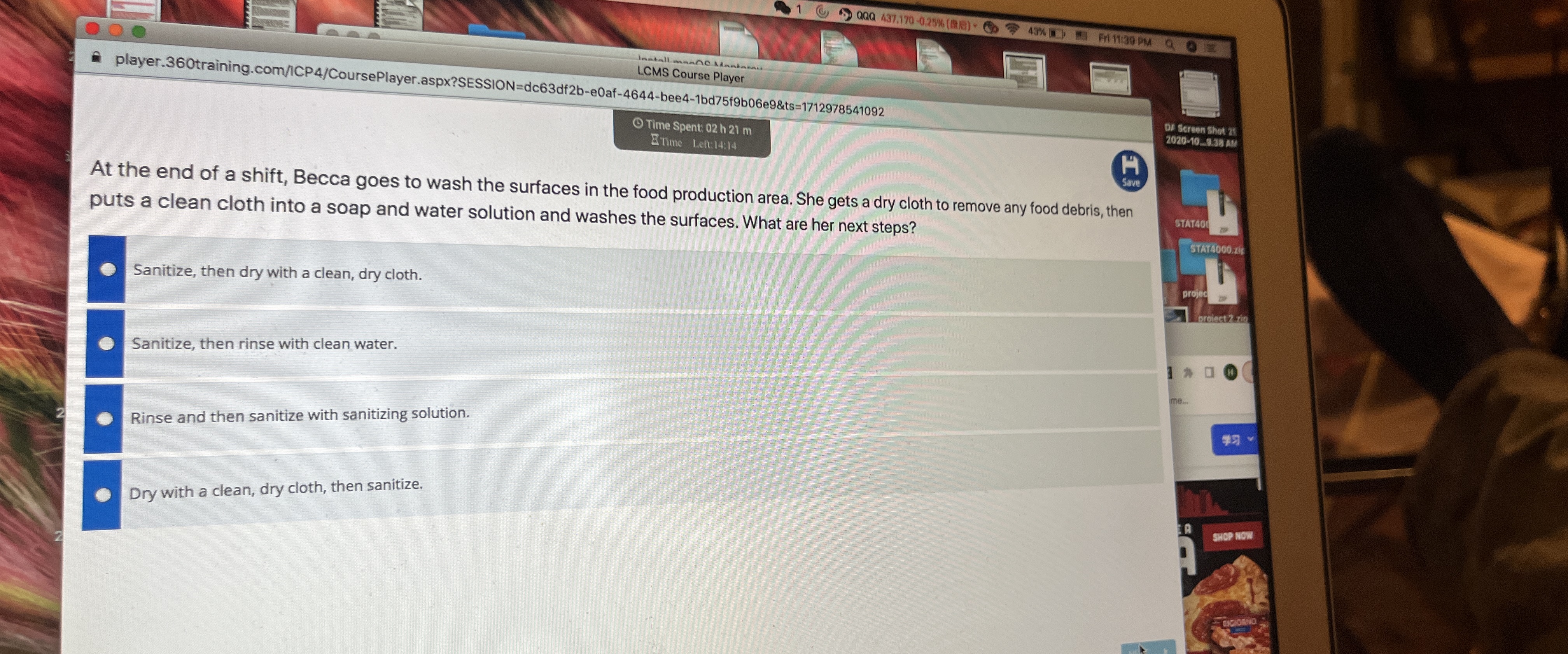 player.360training.com//CP4/CoursePlayer.aspx?SESSION=dc63d () Time Spent: 02h21m Enme Lent:14:14 At the end of