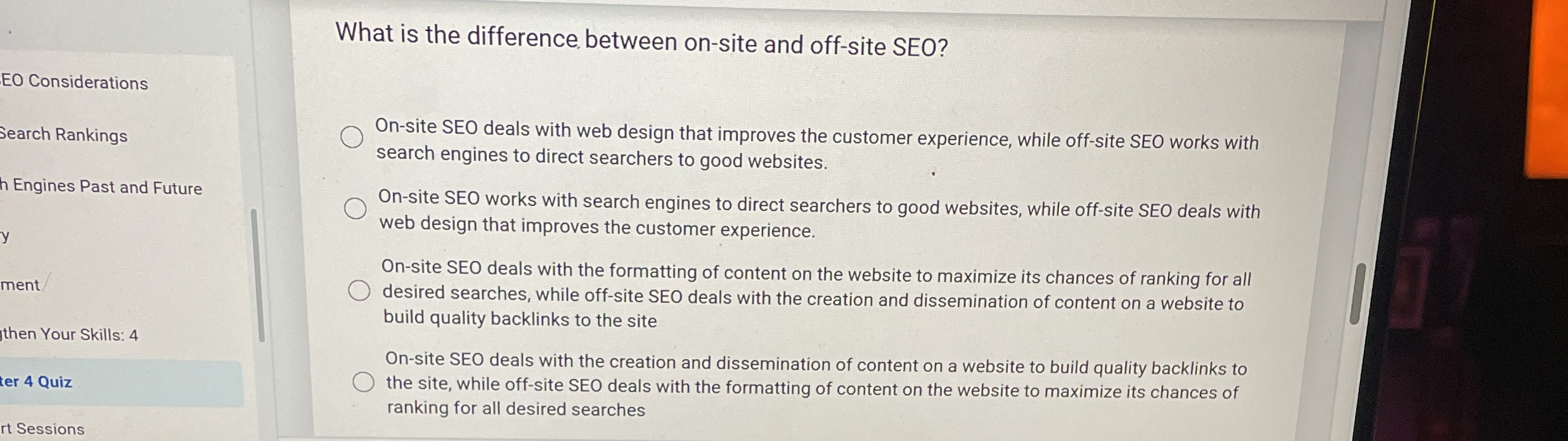  What is the difference between on-site and off-site SEO? On-site SEO